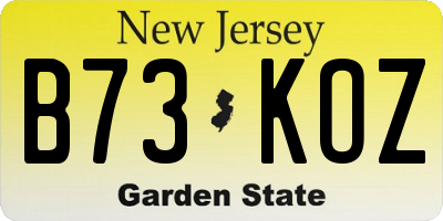 NJ license plate B73KOZ