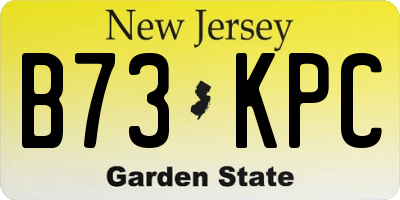 NJ license plate B73KPC