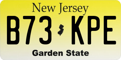 NJ license plate B73KPE