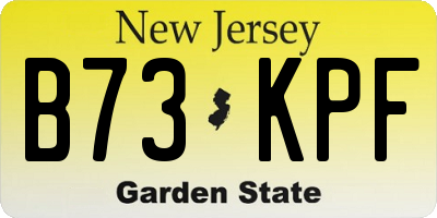 NJ license plate B73KPF