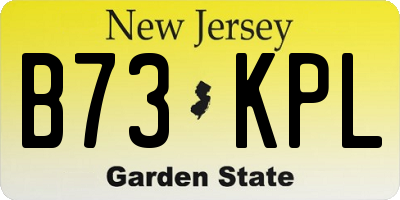 NJ license plate B73KPL