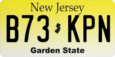NJ license plate B73KPN