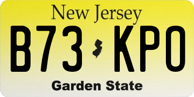 NJ license plate B73KPO