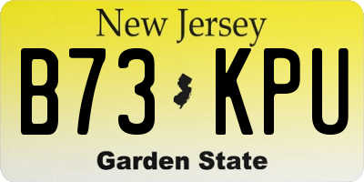 NJ license plate B73KPU