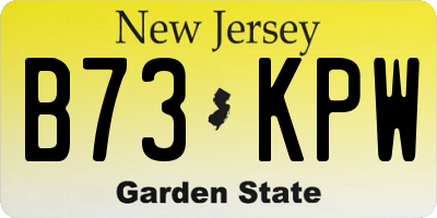 NJ license plate B73KPW