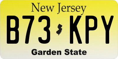NJ license plate B73KPY