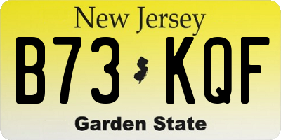 NJ license plate B73KQF