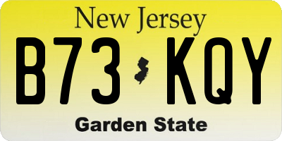 NJ license plate B73KQY
