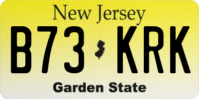 NJ license plate B73KRK
