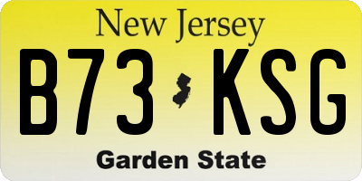 NJ license plate B73KSG