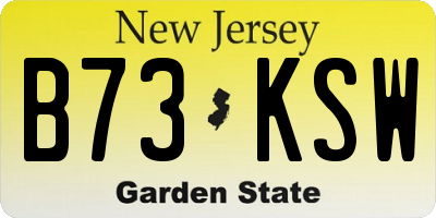 NJ license plate B73KSW