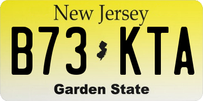NJ license plate B73KTA