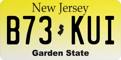 NJ license plate B73KUI