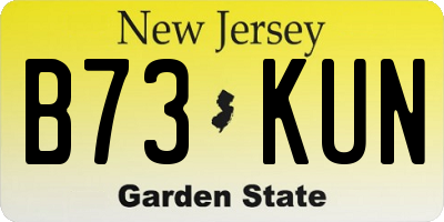 NJ license plate B73KUN
