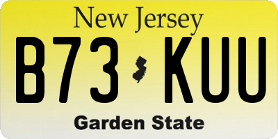 NJ license plate B73KUU