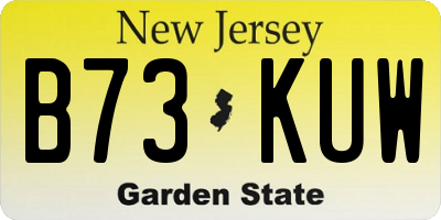 NJ license plate B73KUW