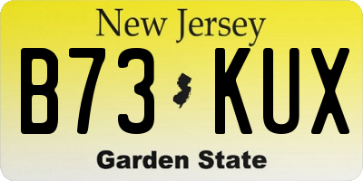 NJ license plate B73KUX