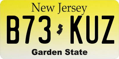 NJ license plate B73KUZ