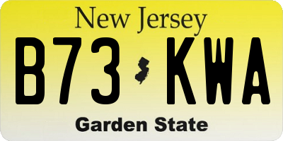 NJ license plate B73KWA