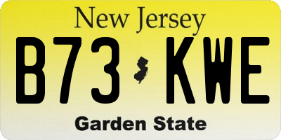 NJ license plate B73KWE