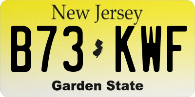 NJ license plate B73KWF