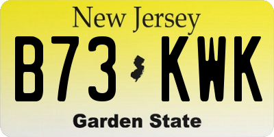 NJ license plate B73KWK
