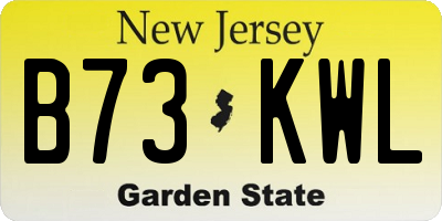 NJ license plate B73KWL