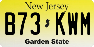NJ license plate B73KWM