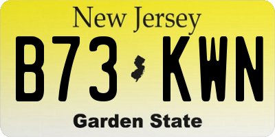 NJ license plate B73KWN