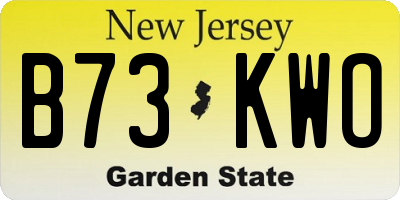 NJ license plate B73KWO