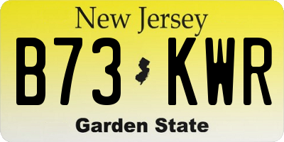 NJ license plate B73KWR