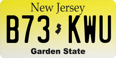 NJ license plate B73KWU