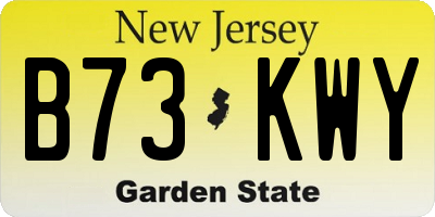 NJ license plate B73KWY