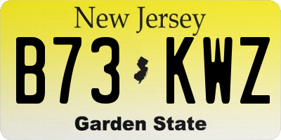 NJ license plate B73KWZ