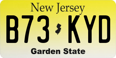 NJ license plate B73KYD
