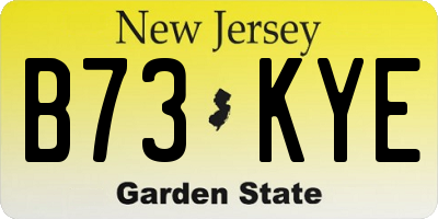 NJ license plate B73KYE
