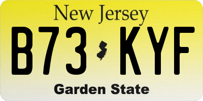 NJ license plate B73KYF