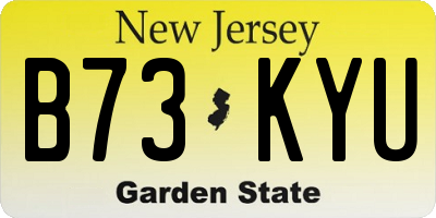NJ license plate B73KYU