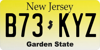 NJ license plate B73KYZ