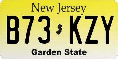 NJ license plate B73KZY