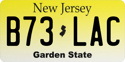 NJ license plate B73LAC