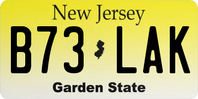 NJ license plate B73LAK