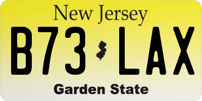 NJ license plate B73LAX