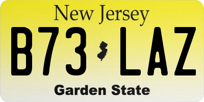 NJ license plate B73LAZ