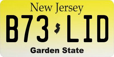 NJ license plate B73LID