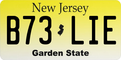 NJ license plate B73LIE