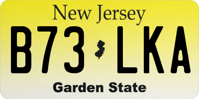NJ license plate B73LKA