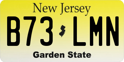 NJ license plate B73LMN
