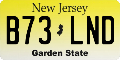 NJ license plate B73LND