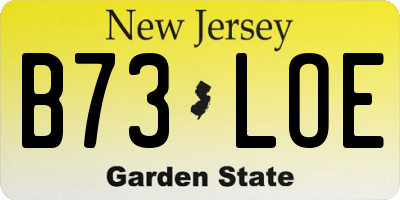 NJ license plate B73LOE